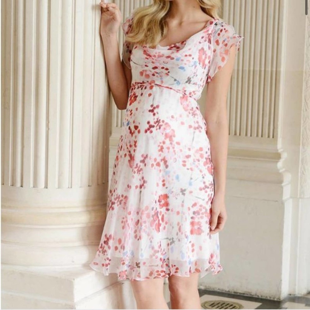 Seraphine Lizzie Cherry Blossom Silk Chiffon Maternity Dress Missing Sash New